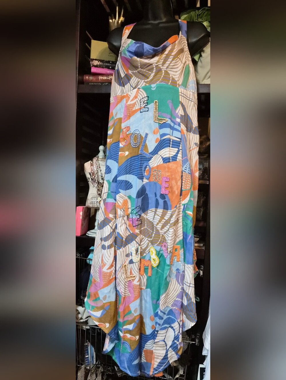 Anthropologie Celandine Beaded Market Stall Multi-Color Printed Maxi Dress Size - Picture 3 of 10